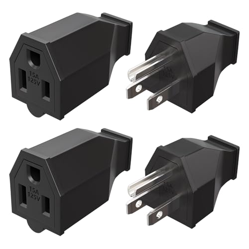 2 Sets Extension Cord Replacement Ends Male and Female 3 Prong Plug 125V 15A YY034