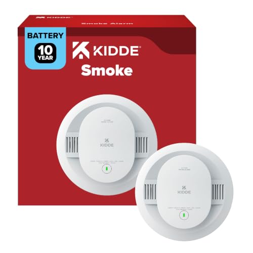 Kidde Smoke Detector with 10-Year Battery - 1 Pack, 85dB Alarm, LED Status