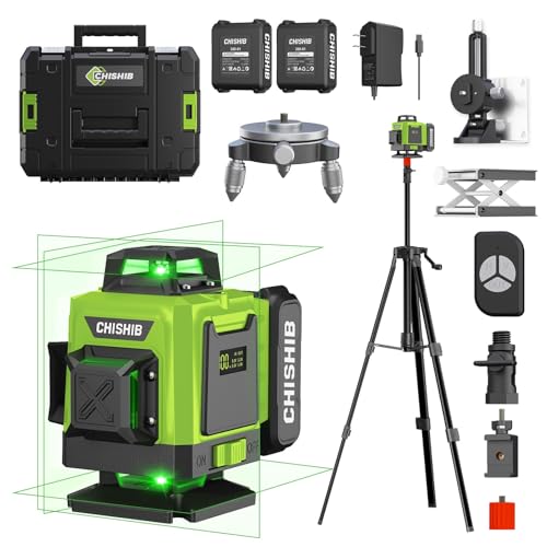 CHISHIB 360° Green Cross Line Laser Level Kit with Tripod & Magnetic Bracket
