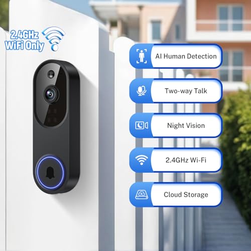 Orbitell 1080p Wi-Fi Video Doorbell Camera with Two-Way Audio Night Vision