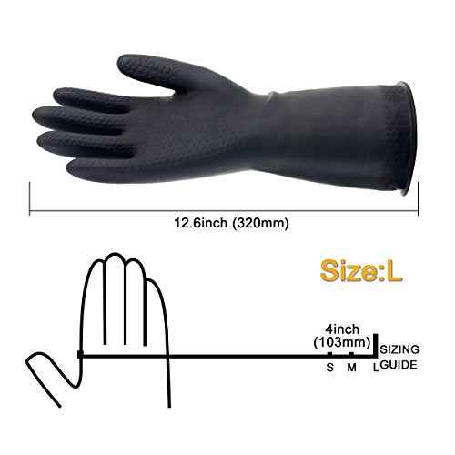 Double One Natural Latex Chemical Resistant Gloves,Industrial Safety Work Protective Gloves,Black 1 Pair