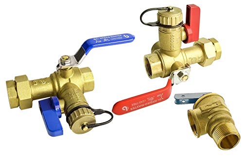 Hydro Master Tankless Water Heater Service Valve Kit with Pressure Relief 3/4-Inch Brass