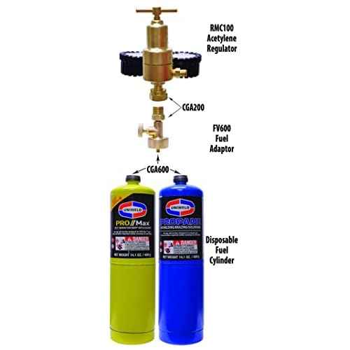 Uniweld FV600 Oxy/Fuel Adapter to Connect an MC Regulator (CGA200) to a Disposable Fuel Cylinder (CGA600)