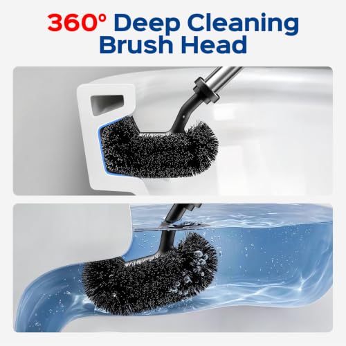 HAMITOR Silver 2-in-1 Toilet Brush and Plunger Set S-Shape - Rustproof Stainless Steel