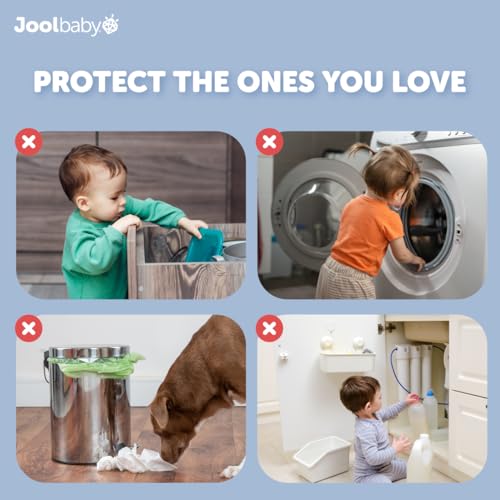 Jool Baby Child Safety Strap Locks 4 Pack - Babyproof Cabinets Drawers Fridge Toilet & Trash Cans, No Tools Needed