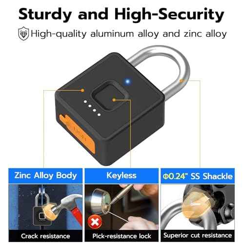 Anweller Fingerprint Gym Locker Lock with Code Keypad, Waterproof Gate Locks for Outdoor Fence, Keyless Entry Smart Combination Padlock, Pad Lock for Locker Storage Unit Shed Pool School