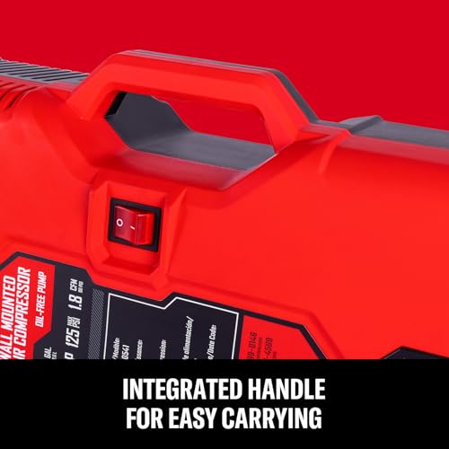 CRAFTSMAN Wall Mount Tire Inflator & Air Compressor 125PSI, 30ft Hose, Oil-Free