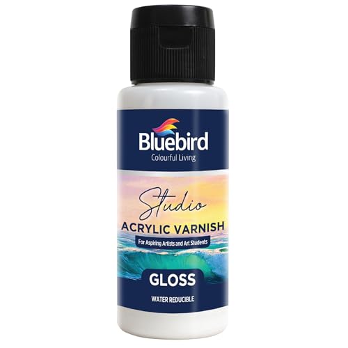 Bluebird Studio Gloss Varnish for Acrylic Painting, 3.4 Fl Oz, Non-Yellowing, Non-Toxic, Anti-Crazing, Basic Varnish for Pro Artists, Hobby Painters & Kids