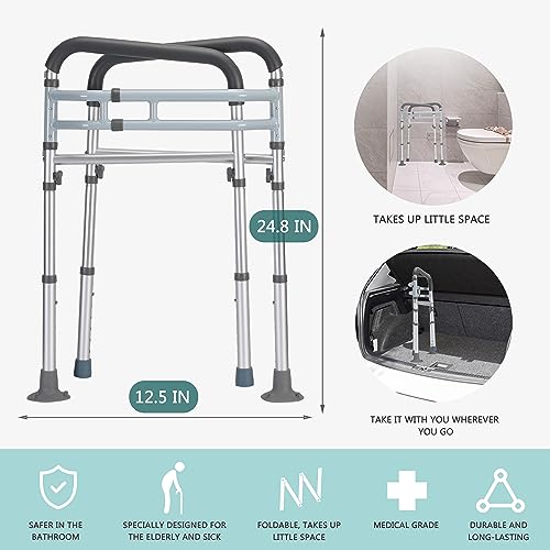 Lianjindun Gray Toilet Safety Rails - Adjustable Support for Elderly & Disabled