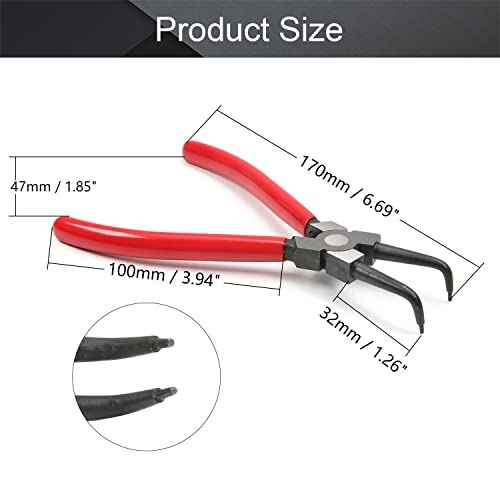 Utoolmart Internal Snap Ring Pliers 7 Inch 90 Degree Bent Retaining Ring Pliers Precision Circlip Pliers