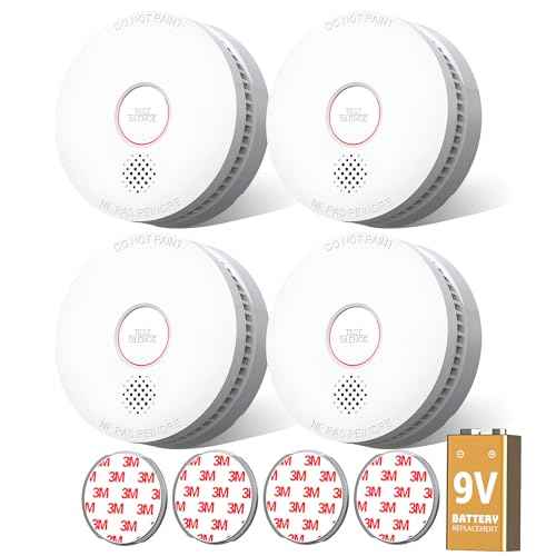 Smoke Detector Fire Alarms 9V Replaceable Battery, Smoke Alarm with Photoelectric Sensor, Easy to Install with Magnetic Mount, Fire Detectors for Home, UL217-10th Listed, 4 Pack