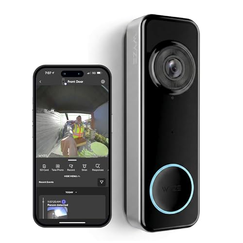 Wyze Battery Video Doorbell Wireless Camera with Color Night Vision, 1:1 Head-to-Toe View, 2-Way Audio, Easy Setup