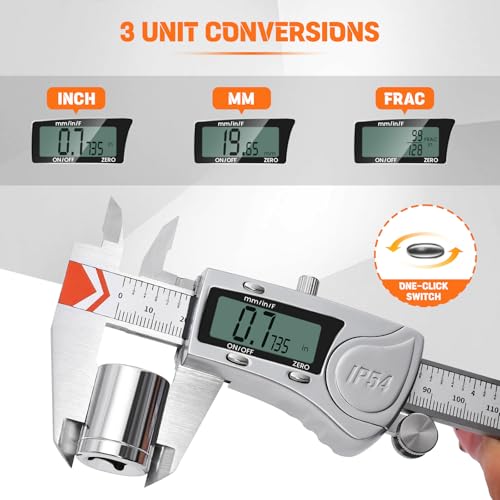 HARDELL Digital Caliper, IP54 Waterproof Caliper Measuring Tool with