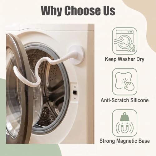Opps Magnetic Front-Load Washer Door Prop with Silicone Cover, 17in Adjustable Arm