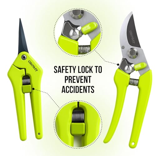 Craft911 2-Pack Stainless Steel Gardening Pruning Shears & Snips - Durable, Ergonomic, Safety Lock, Combo for Gardening & Landscaping