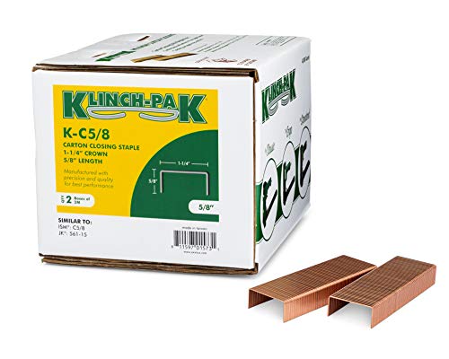 Klinch-Pak 1-1/4" Crown x 5/8" Leg Construction Staples - Case of 2,500 Copper-Coated for Wood & Metal