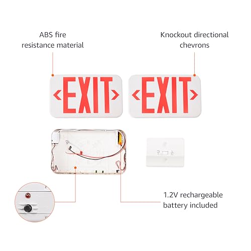 Amazon Basics 1-Pack LED Emergency Exit Sign Double Face UL Certified Fire Retardant Battery Backup