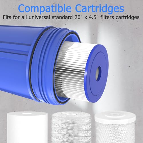 20x4.5 Inch Whole House Water Filter Housing with Pressure Relief Button - MewMore