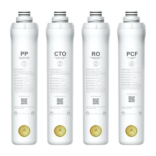 Bluevua 4-Pack Replacement Filter Set for RO100ROPOT Water Filter System