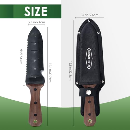 PERWIN Hori Hori Garden Knife 7-Inch Stainless Steel Full-Tang with Sheath