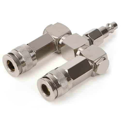 2-Way Air Hose Splitter with 360¡Æ Swivel, 1/4" NPT Steel Fittings - 300PSI Industrial Air Compressor Connector, Durable Quick Connect Accessories