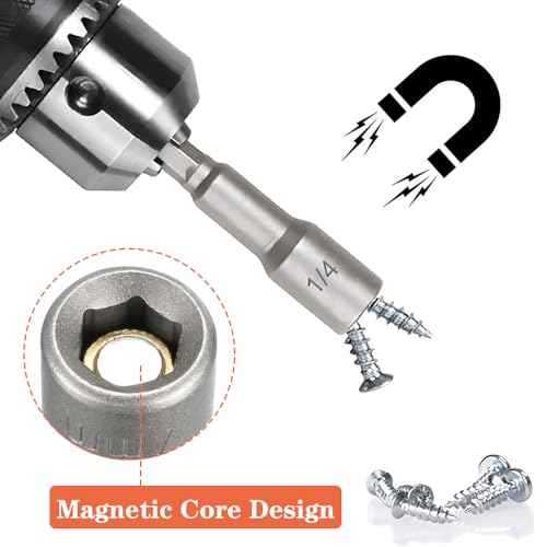 10pcs SAE 1/4¡± and 5/16¡± Magnetic Nut Driver Bit Set, 1/4 inch Driver Power Nut Setter Drill Bits for Impact Drill, Socket Adapter Hex Nut Driver Set, 65mm Length