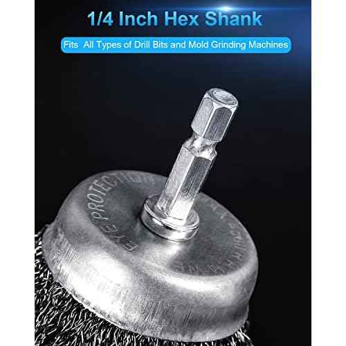 Rocaris 6 Pack Carbon Steel Wire Wheel and Pen Brush Set with 1/4-Inch Hex Shank for Rust Removal, Corrosion and Scrub Surfaces
