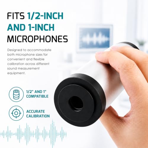 TEKCOPLUS Sound Calibrator - 94dB / 114dB Output, 1" & 1/2" Mic Compatible