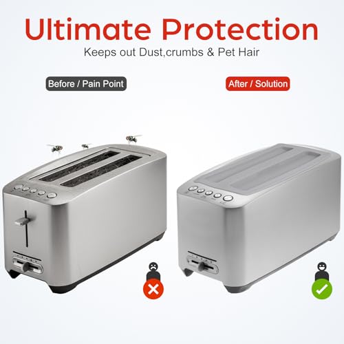 iplusmile Silicone Toaster Top Cover 27.4x10.4cm Universal Dust Lid for 4-Slice & Wide Slot 2-Slice Toasters