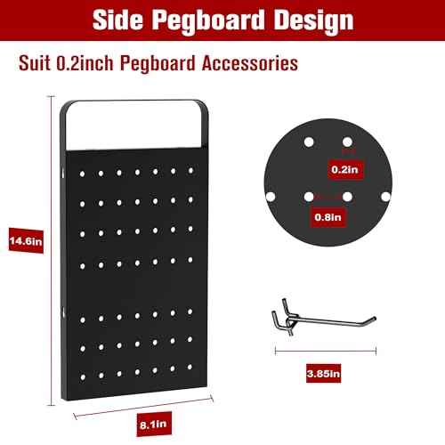 Mens Gifts Power Tool Organizer Wall Mount With Pegboard - 7 Drill Holder - Garage Organization Storage Rack For Cordless Tool - Heavy Duty Metal Tool Shelf