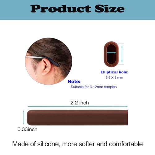 Glasses Ear Cushion, Non Slip Soft Silicone Eyeglass Ear Cushions, Anti-Slip Comfort Eyeglasses Temple Tips Sleeve Retainer, Comfort Eye Glass Ear Grips, Glasses Accessories (5 Black Pairs)