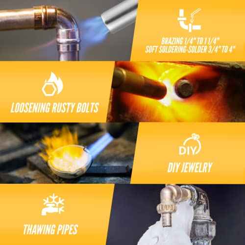 Propane Torch Head, MAPP Gas Torch Head, Portable Trigger Start Torch Tip for Propane MAPP MAP/PRO Tank, Torch for Soldering Welding Stripping Paint Searing Steak
