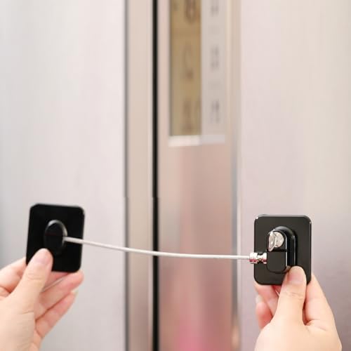 Black 4 Pack Refrigerator Locks with Keys - Baby Proof Cabinet & Appliance Lock Set