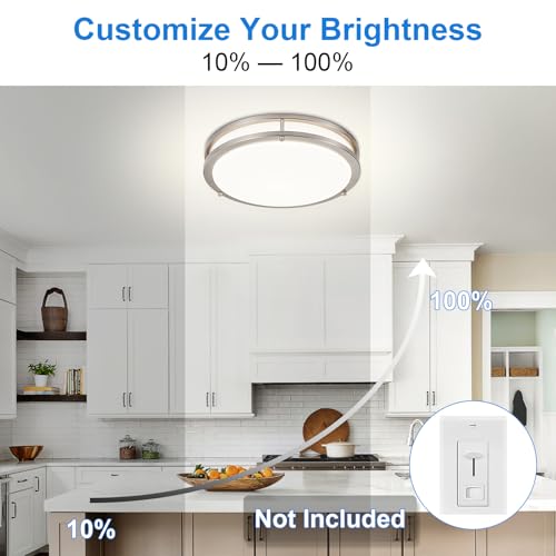 DINGLILIGHTING 13 Inch Nickel Flush Mount LED Ceiling Light 5CCT Dimmable Fixture