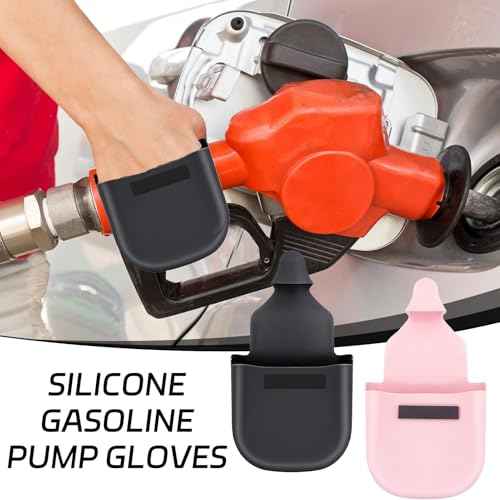 2 Pcs Gas Pump,Fuel Gloves,Gas Gloves For Gasoline Pump,Protect Hands From Filthy Reusable Magnetic,Silicone,Glove For Safe Refueling Durable And Universal(Black&Pink)