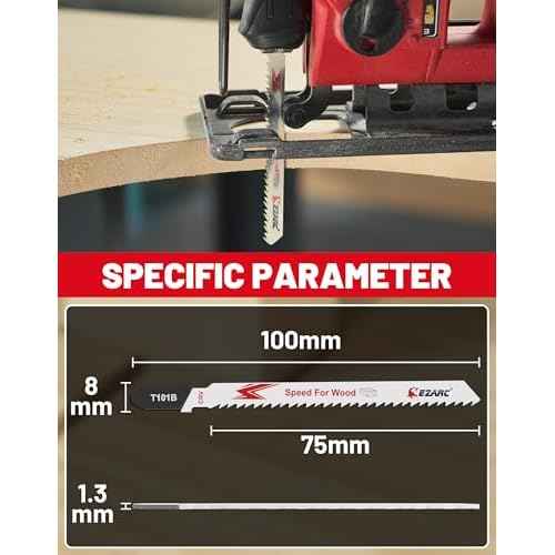 EZARC 10PCS Jigsaw Blades T101B Jig Saw Blades Set for Wood Clean Cutting Assorted T-Shank Replacement 10 TPI Curved & Scrolling Cutting