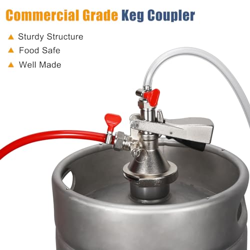 Hilangan A-Type German Slider Keg Coupler with SS304 Probe, Brass Body, 60psi Relief