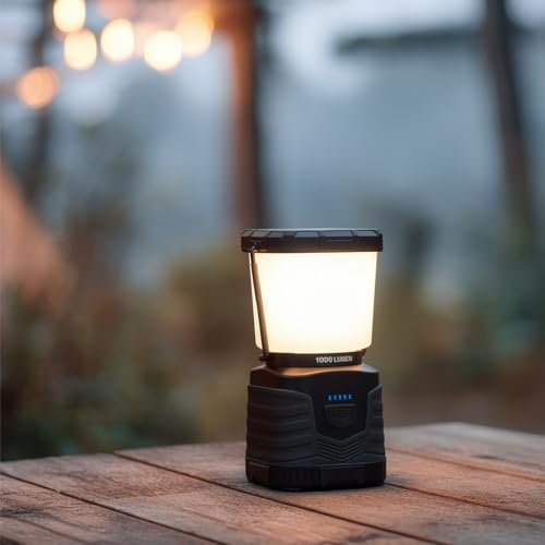 1000 Lumen LED Camping Lantern with 4 Light Modes, Water Resistant, Dimmable, Portable