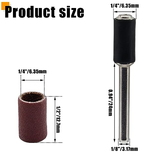 120 PCS 1/4 Inch Sanding Sleeves 120 Grit Sanding Drum and Sleeves Set Oxide Sandpaper Sanding Drum Sanding Bands