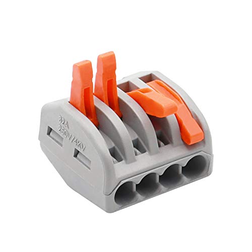 25 Pcs Smseace 4-Port Lever Nut Wire Connectors - Fast Conductor Terminals PCT-214