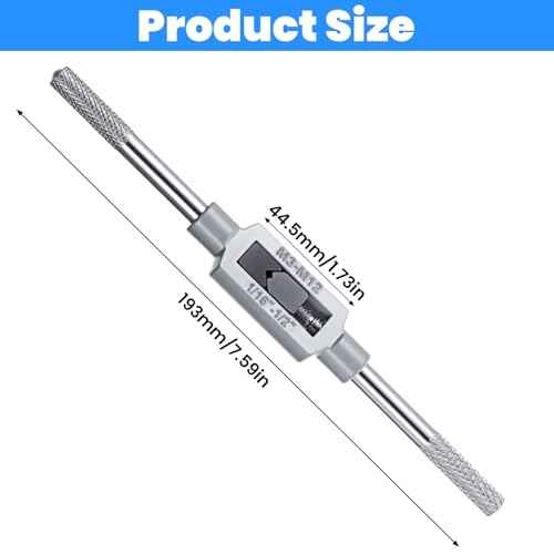 3mm-12mm Adjustable Tap Wrench Handle, 1/16"-1/2" Reamer Steel Adjustable Wrench Hand Tool for Tapping Operations