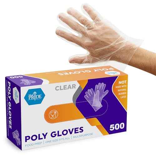 MED PRIDE Clear Food-Prep Poly Gloves |Multipurpose Latex-Free Disposable Gloves For Cooking