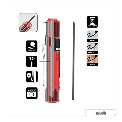 Hultafors Dry-Marker HRD G* Graphite Lead Refills 10 Count, 125mm