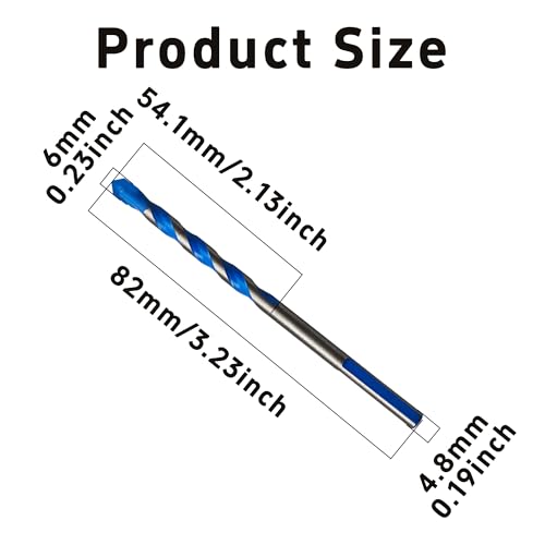 5PCS 15/64" Solid Carbide Drill Bit Set, Masonry Drill Bits, Concrete Drill Bits, Carbide Drill Bits for Glass, Tile, Brick, Cement, Plastic, Wood