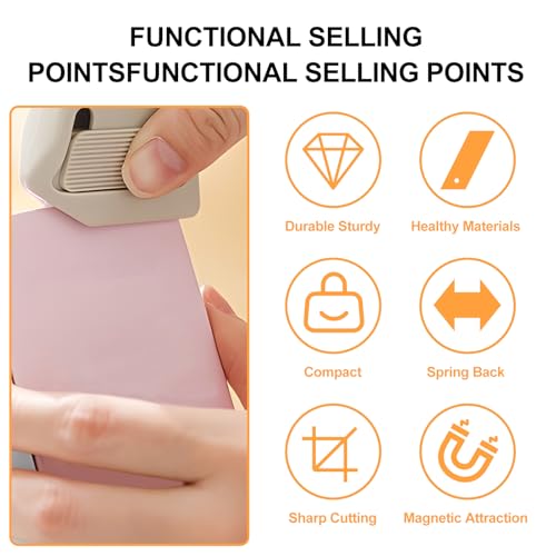 4-Pack Magnetic Box Cutter, Auto-Retract Unboxing Knife with Ceramic Blade for Cardboard Crafts and Daily Using, Kids Mini Package Opener Tool for Home Office Warehouse Use