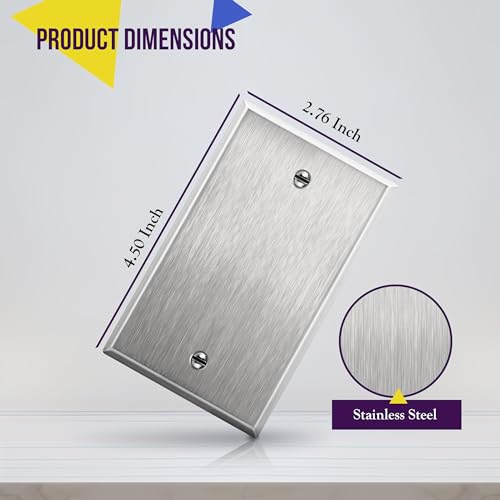 ENERLITES Stainless Steel Wall Plate 1-Gang Silver - Standard Size