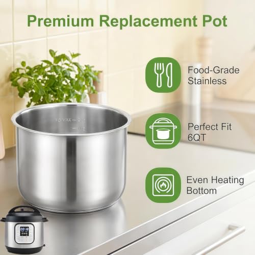 Zieaolk 6 Quart Stainless Steel Inner Pot for Instant Pot DUO/LUX/Ultra Replacement