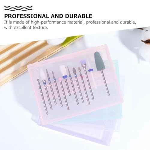 Nail Drill Bits Cases Nail Drill Box Manicure Case: 4pcs 14 Grids Nails Drill Bits Storage Box Nail Polishing Heads Display Container Holder for Grinding Heads Drill Storage Box