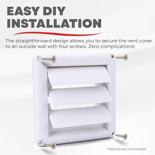 Deflecto 4-Inch Outdoor Dryer Vent Cover with Louvered Gravity Damper - White