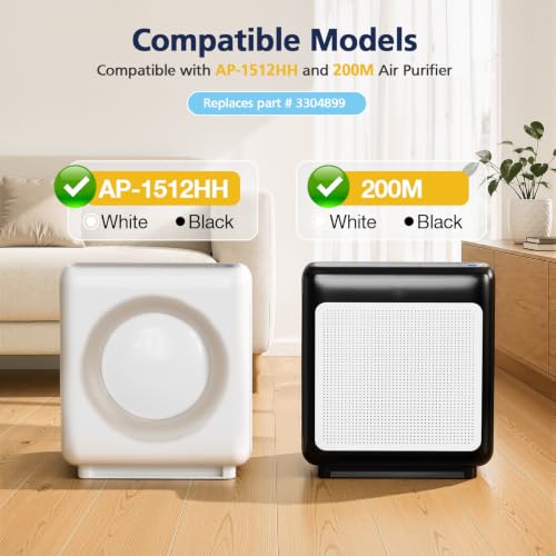 Cabiclean 2 Pack AP-1512HH Filter Replacement for Coway Airmega AP-1512HH/200M with 6 Carbon Filters – Includes 2 HEPA + 6 Pre-Cut Carbon Filters
